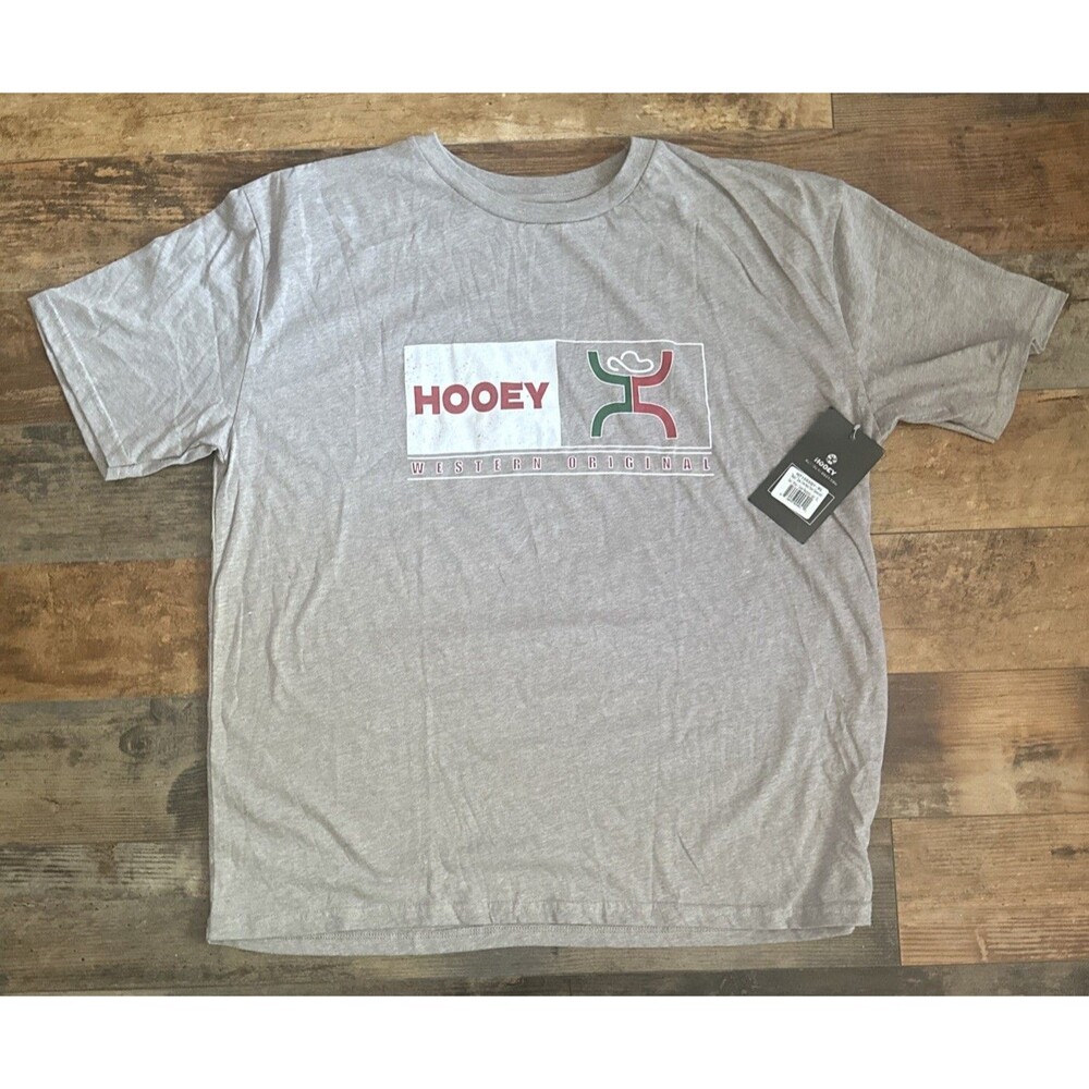 Hooey Mens Western Original Graphic Tee Heather Grey XL HT1553GY-XL NWT